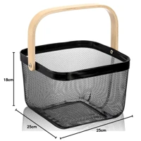 Imagem da promoção Cesto Fruteira Multiuso Para Frutas, Legumes e Decoração em Metal com Alça de Bambu