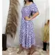 Vestido Feminino Longa Manga Princesa Estampado Flor moda em oferta