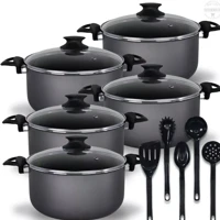 Imagem da promoção Jogo De Panelas Caçarolas Plus 16 a 24 Antiaderente 5 Camadas De Teflon Cor Preto Grafite