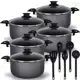 Jogo De Panelas Caçarolas Plus 16 a 24 Antiaderente 5 Camadas De Teflon Cor Preto Grafite em oferta