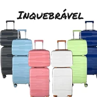 Imagem da promoção KIT Mala de Bordo e Frasqueira Polipropileno Padrão Anac Giratória 360° Ultra Leve