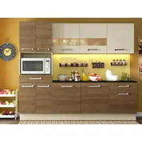 Cozinha Compacta Madesa Glamy Rubi com Balcão - 10 Portas 2 Gavetas Amadeirado em oferta na Magazine Luiza