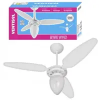 Ventilador de Teto Ventisol Wind 3 Pás Branco - para 1 Lâmpada em oferta na Magazine Luiza