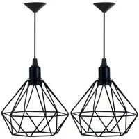 Kit 2 Lustres Pendente Aramado Diamante Preto - Decora em oferta na Magazine Luiza