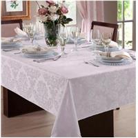 Imagem da promoção Kit 02 Toalhas de Mesa Jacquard Glamour 6 Cadeiras - Branca e Marfim - J.J Enxovais