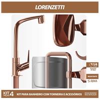 Imagem da promoção Kit 4 Peças Rose Gold: torneira e acessórios, Lorenzetti