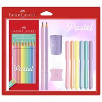 Imagem da promoção Kit Tons Pastel, Faber-Castell, KIT/PASTEL, Lápis de Cor + Canetinhas + Borracha + Apontador + Grafi