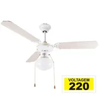 Ventilador de teto hl-17 1 globo e-27 3 pas reversiveis branco 220v - Home Line em oferta na Magazine Luiza
