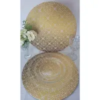 Sousplat Suplá Kit 32 Peças / 8 Base + 8 Capas + 8 Guardanapos + 8 Suporte dourado pequeno em oferta na Americanas