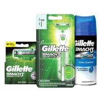 Imagem da promoção Kit Aparelho de Barbear Gillette Mach3 Acqua-Grip - Sensitive 2 Cargas Gel Mach3 Complete Defense 72