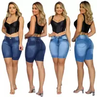 Kit 2 Bermuda Ciclista Feminina Jeans Com Licra Azul Marinho Liso e Azul Claro Skay 2 - Kaena em oferta na Magazine Luiza