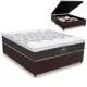 Cama Box Baú Casal Colchão Molas Ensacadas com Euro IN New York Marrom / Branco 138x188x66cm em oferta