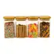 Kit 4 Potes de Vidro Tampa Bambu Quadrado Flat 250ml Oikos em oferta