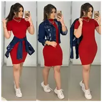 Imagem da promoção Vestido de Festa Curto Gola Vermelho - Mira Luxo Modas