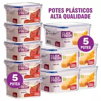 Imagem da promoção Kit com 10 potes herméticos alta qualidade Click Fresh (5+5)