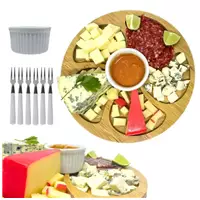 Imagem da promoção Kit Petisqueira Redonda Para Frios Queijo Com Molheira Ramekin e Garfinhos - Vidro & Decor