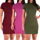 Kit 3 Vestidos Feminino Manga Curta Malha Canelada Casual Moda Atacado - Lori Modas em oferta
