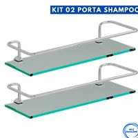 Imagem da promoção Kit 02 Porta Shampoo Suporte De Banheiro Shampoo Reto Vidro 6mm