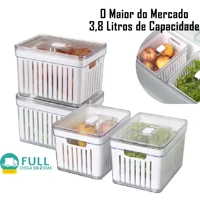 Imagem da promoção Kit 4 Organizador de Geladeira 3,8 Litros Cesto Com Tampa Multiuso Alimentos Verduras e Vegetais