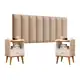 Cabeceira Cama Casal Queen Kit Com Mesa de Cabeceira Off Freijó - 8 Módulos Auto Adesivos em oferta