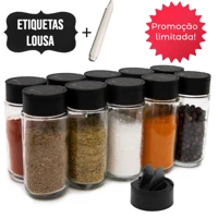 Imagem da promoção Kit 12 Potes Tempero Cozinha + Caneta + Etiquetas - Condimentos Potes Completo