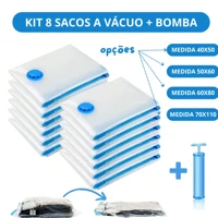 Imagem da promoção Kit 8 Sacos a Vácuo Zíper Embalar Oraganizador Para Guarda Roupas + Bomba