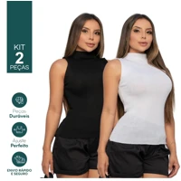 Imagem da promoção Kit Com 2 Blusa Feminina Gola Alta