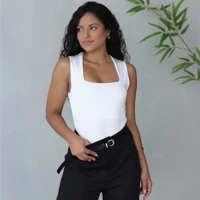 Imagem da promoção Body Feminino Gola Quadrada Alça Grossas Forrado Blusa Suplex Básico