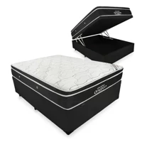 Imagem da promoção Cama Box Com Baú Casal Preto Blindado + Colchão De Molas Ensacadas - Ortobom - Elegant SuperPocket 1