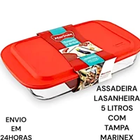 Imagem da promoção Assadeira Lasanheira de vidro com tampa 5 litros travessa Nadir Marinex