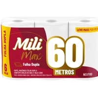 Imagem da promoção Papel Higiênico Folha Dupla Mili Max - 6 Rolos 60m