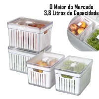 Imagem da promoção Kit 4 Organizador de Geladeira 3,8 Litros Cesto ou 2,8 Com Tampa Multiuso Alimentos Verduras e Veget