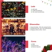 Imagem da promoção Cascata 400 Led's Decoração Natal Festas 10m Fixo 110v/220v