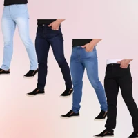 Imagem da promoção Kit 4 Calça Jeans Masculina Slim Destroyed Moda Tendência Linha