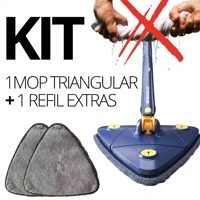 Imagem da promoção Mop Triangular 1 Refil Extra Esfregão Limpeza Giratório 360º Ajustável limpa Vidro Piso Parede Forro