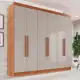 Guarda-Roupa Casal Com Espelho 6 Portas 2 Gavetas França Cinamomo/Off-White - Bege em oferta
