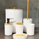 Utensilios Para Banheiro Lixeira Saboneteira Porta escova Bambu Kit Lavabo 4 Unidades Decoração Para em oferta