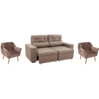 Imagem da promoção Kit Sofá Retrátil Reclinável 3 - Lugares + 2 Poltronas Decorativas Matrix Veneza