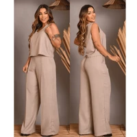 Imagem da promoção Conjunto Feminino Social Alfaiataria Calça e Blusa Crepe Moda Luxo Leve Verão