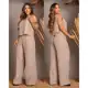 Conjunto Feminino Social Alfaiataria Calça e Blusa Crepe Moda Luxo Leve Verão em oferta