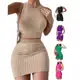 Tricot Modal Texturizado Caracol Cropped e Saia Moda Feminina Conjunto em oferta