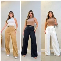 Imagem da promoção Calça Social Feminina Zara Modelo Pantalona Alfaiataria Com Cinto Lançamento Moda Zara elegância pre