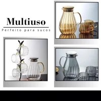 Imagem da promoção Jarra de Vidro 1,8L Borossilicato e Aço Inox Buffet Restaurante Cozinha Mesa Suco Água