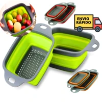 Imagem da promoção Escorredor de macarrão e alimentos Retrátil de Silicone QUADRADO 24CM