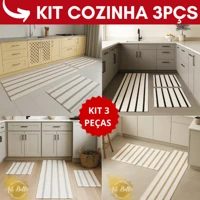 Imagem da promoção Jogo de passadeira de cozinha Algodão 3 peças decoração Luxo