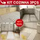 Jogo de passadeira de cozinha Algodão 3 peças decoração Luxo em oferta