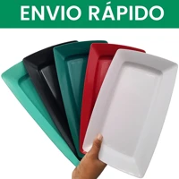 Imagem da promoção Kit 10 Bandejas Petisqueiras Plástico NÃO TRINCA - RESISTENTE Lanches Porções Espetinho Bar Pasteis