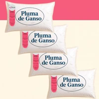 Imagem da promoção Kit 4 Travesseiro Penas Plumas de Ganso Macio Confortável Antiácaro