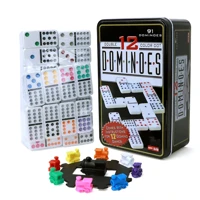 Imagem da promoção Jogo Dominó Mexicano Double 12 Cores 91 Peças Lata Decorada