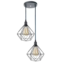 Imagem da promoção Pendente Aramado Diamante Luminária Base Dupla Teto Retrô Vintage Industrial